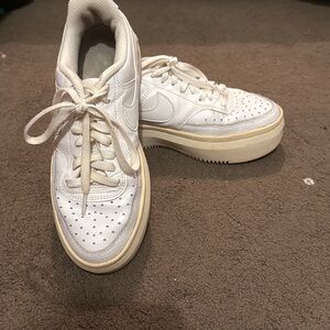 Nike White Sneakers with Tan Accents